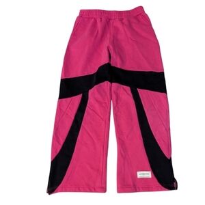 The Giving Movement Wide Colorbloock 31.5" Organic Fleece Jogger Fuschia Pink